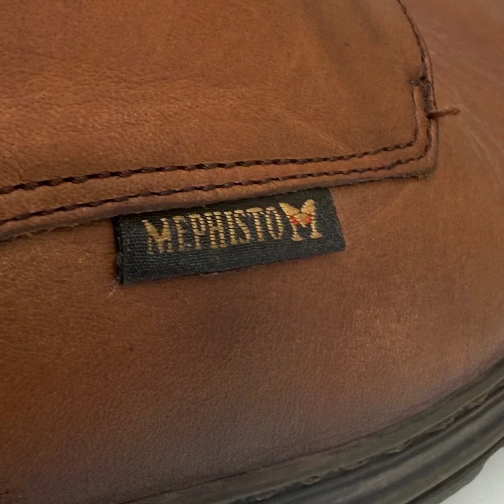 Mephisto Air Jet Leather Oxford Shoes Men 9 Brown Moc Lace Up Comfort Casual